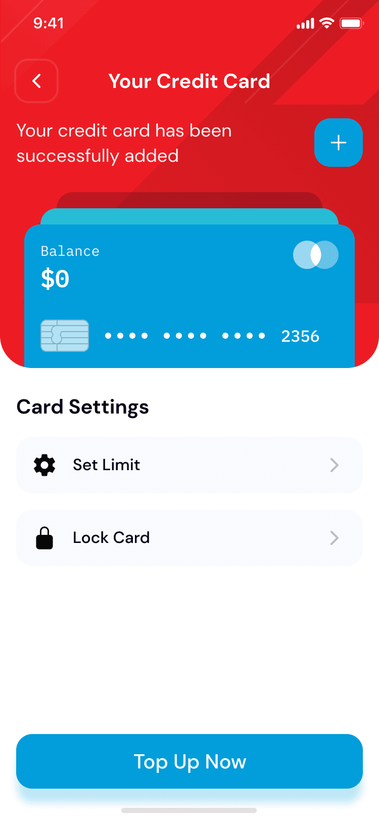 Screens 8.5 Top Up Add Credit Card Success
